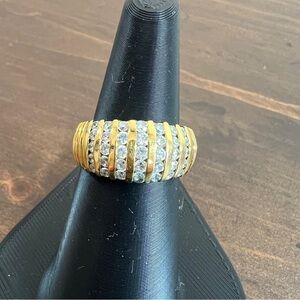 Gold-Tone Crystal Dome Ring - Women's Fashion Statement
